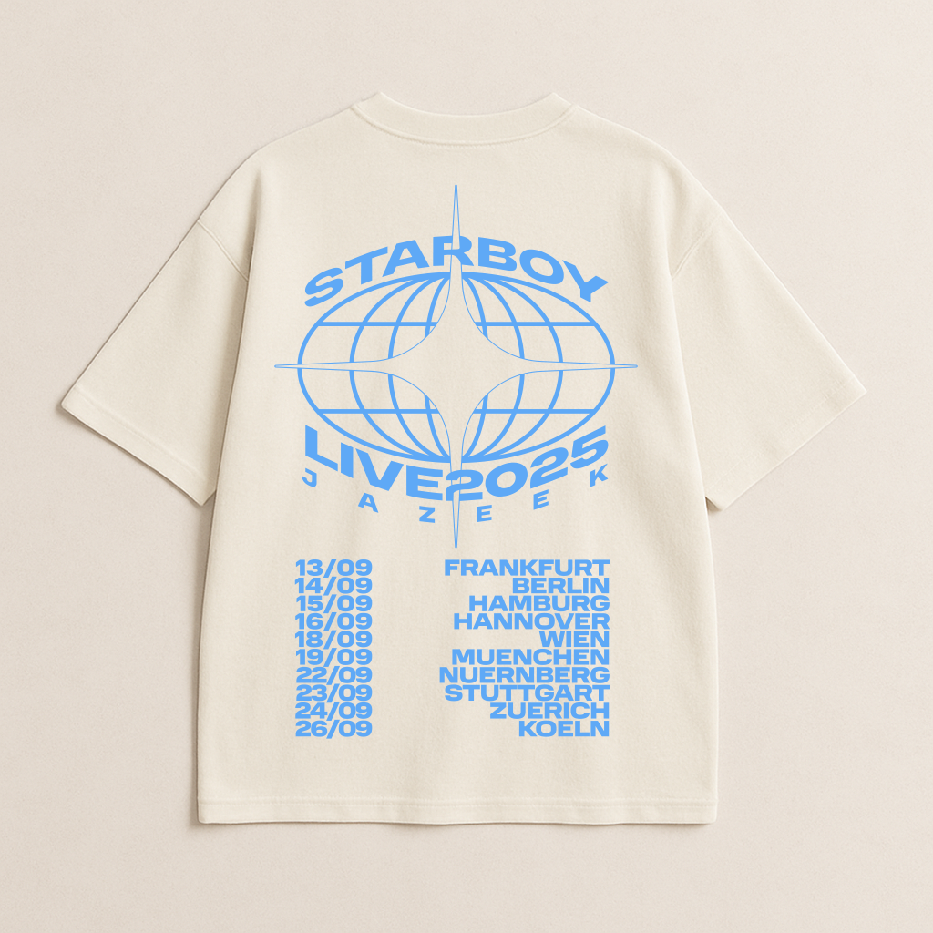 Starboy Tour T-Shirt Cremeweiß Hellblau