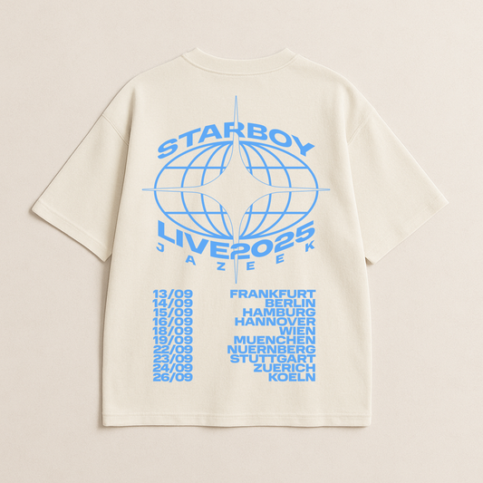 Starboy Tour T-Shirt Cremeweiß Hellblau