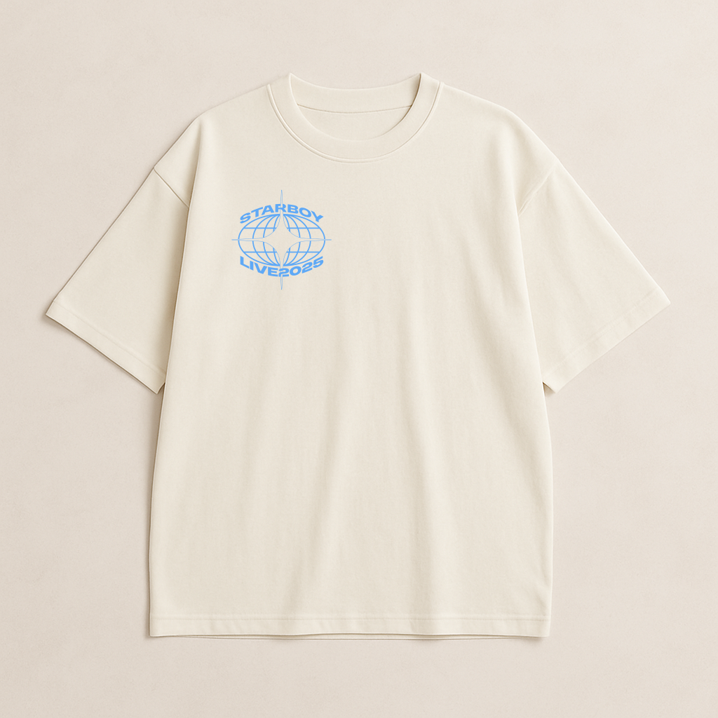 Starboy Tour T-Shirt Cremeweiß Hellblau